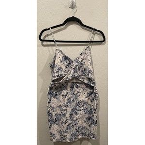 FREE PEOPLE Blue White Spaghetti Straps Mini Dress